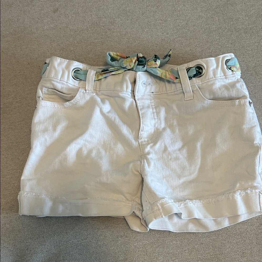 Justice White High Waist Shorts with Floral Accent